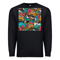 Black western school bus seamless pattern Premium Sweatshirt - BundleAndBundleShop