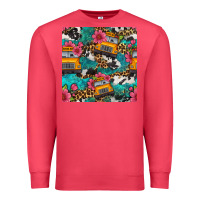Cardinal western school bus seamless pattern Premium Sweatshirt - BundleAndBundleShop