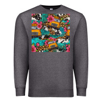 Charcoal Heather western school bus seamless pattern Premium Sweatshirt - BundleAndBundleShop