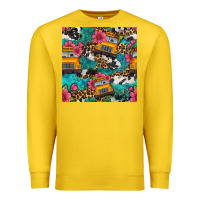 Lemon western school bus seamless pattern Premium Sweatshirt - BundleAndBundleShop