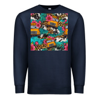 Navy western school bus seamless pattern Premium Sweatshirt - BundleAndBundleShop