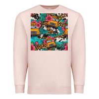 Pale Pink western school bus seamless pattern Premium Sweatshirt - BundleAndBundleShop