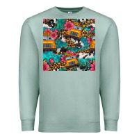 Seafoam western school bus seamless pattern Premium Sweatshirt - BundleAndBundleShop