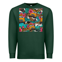 Sports Green western school bus seamless pattern Premium Sweatshirt - BundleAndBundleShop