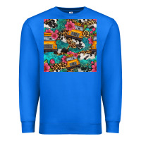 True Royal western school bus seamless pattern Premium Sweatshirt - BundleAndBundleShop