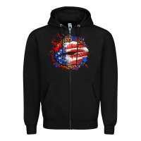 Black Leopard American flag lips Zipper Hoodie - Neo Western