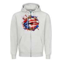 Dove Grey Leopard American flag lips Zipper Hoodie - Neo Western