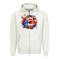 Oatmeal Heather Leopard American flag lips Zipper Hoodie - Neo Western