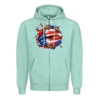Seafoam Leopard American flag lips Zipper Hoodie - Neo Western