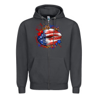 Smoke Leopard American flag lips Zipper Hoodie - Neo Western