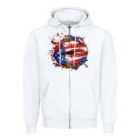 White Leopard American flag lips Zipper Hoodie - Neo Western