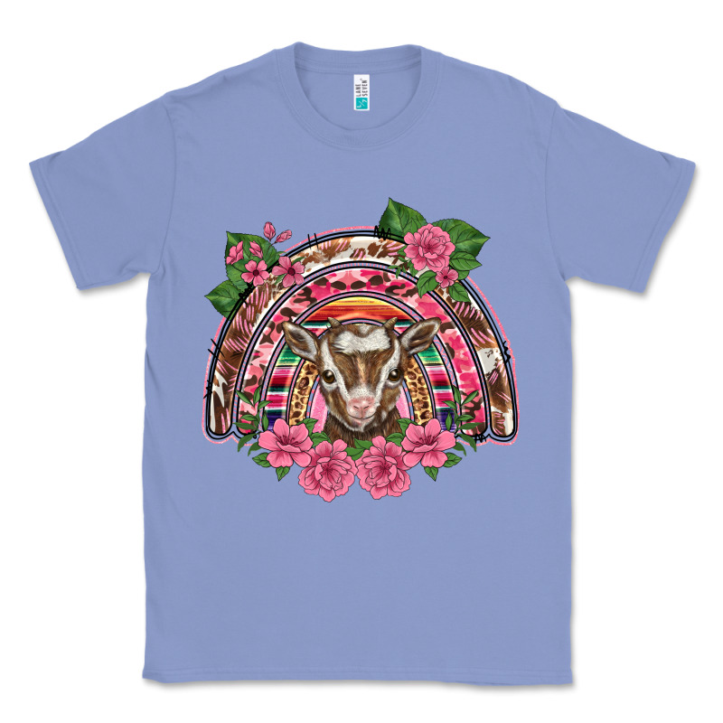 Pink Floral Baby Goat Rainbow Classic Tee by BarkalooDesign | Teevron