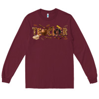 Burgundy melanin teacher Long Sleeve Tee - texasbilliewilder
