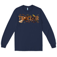 Navy melanin teacher Long Sleeve Tee - texasbilliewilder
