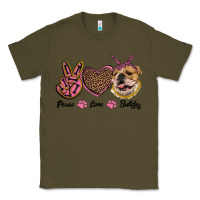 Army Green peace love bulldog Classic Tee - RanaPortraitStore