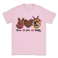 Bubblegum Pink peace love bulldog Classic Tee - RanaPortraitStore