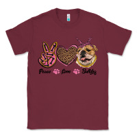 Burgundy peace love bulldog Classic Tee - RanaPortraitStore