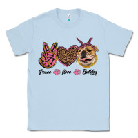 Dusty Blue peace love bulldog Classic Tee - RanaPortraitStore
