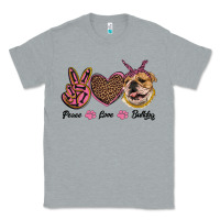 Heather Grey peace love bulldog Classic Tee - RanaPortraitStore