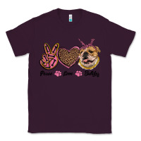 Plum peace love bulldog Classic Tee - RanaPortraitStore