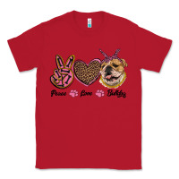 Red peace love bulldog Classic Tee - RanaPortraitStore