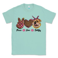 Seafoam peace love bulldog Classic Tee - RanaPortraitStore