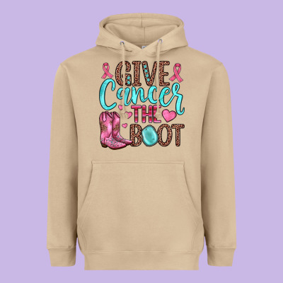 Give Cancer The Boot Heavyweight Hoodie Designed By Jahusdesignshop