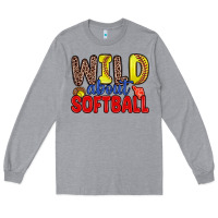 Heather Grey wild about softball Long Sleeve Tee - Zillion Design Studio