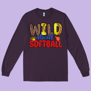 Wild About Softball Long Sleeve Tee Designed By Zillion Design Studio