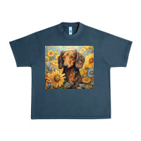 Midnight Navy dachshund Urban Heavy Tee - Unal Design