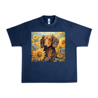 Navy dachshund Urban Heavy Tee - Unal Design