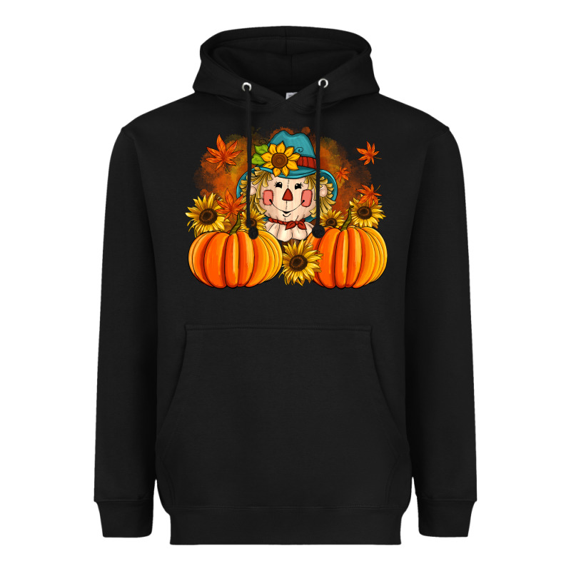 Fall Scarecrow With Pumpkins Heavyweight Hoodie by Artiststas | Teevron