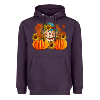 Plum fall scarecrow with pumpkins Heavyweight Hoodie - Artiststas