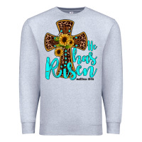Heather Grey he has risen Premium Sweatshirt - JahusDesignShop