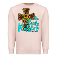 Pale Pink he has risen Premium Sweatshirt - JahusDesignShop