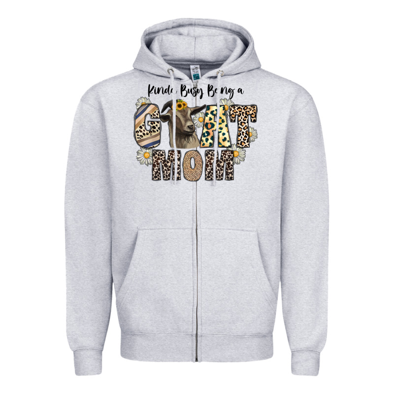 Kinda Busy Being A Goat Mom Zipper Hoodie by CowhideDigitalArt | Teevron