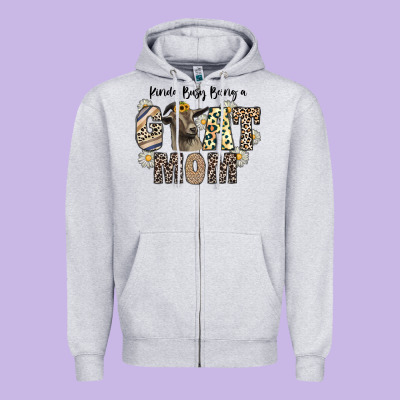 Kinda Busy Being A Goat Mom Zipper Hoodie Designed By Cowhidedigitalart
