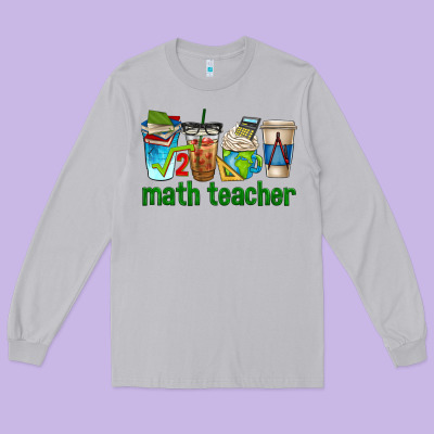 Math Teacher Coffee Cups Long Sleeve Tee Designed By Texasbilliewilder
