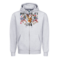 Heather Grey Party like its 1776 4th of july Zipper Hoodie - CowGirlArtShop