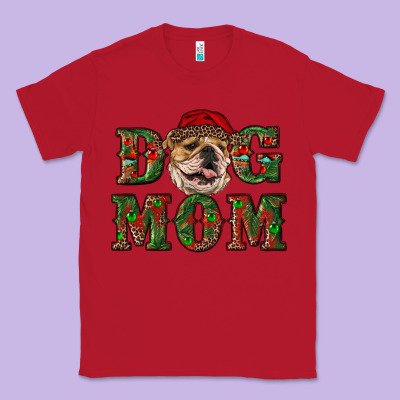 English Bulldog Mom Christmas Classic Tee Designed By Ranaportraitstore