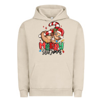 Pigment French Oak merry slothmas Urban Hoodie - MaliasSmallBusiness