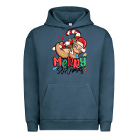 Pigment Midnight Navy merry slothmas Urban Hoodie - MaliasSmallBusiness