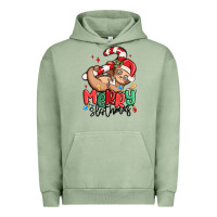 Pigment Oil Green merry slothmas Urban Hoodie - MaliasSmallBusiness