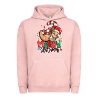Pigment Salmon merry slothmas Urban Hoodie - MaliasSmallBusiness