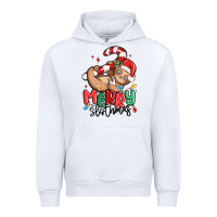 White merry slothmas Urban Hoodie - MaliasSmallBusiness