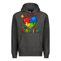 Charcoal Heather different is beautiful autism Premium Hoodie - MaliasSmallBusiness