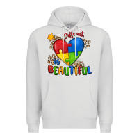 Dove Grey different is beautiful autism Premium Hoodie - MaliasSmallBusiness