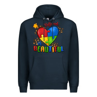 Navy different is beautiful autism Premium Hoodie - MaliasSmallBusiness