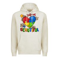Oatmeal Heather different is beautiful autism Premium Hoodie - MaliasSmallBusiness
