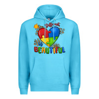 Ocean Blue different is beautiful autism Premium Hoodie - MaliasSmallBusiness